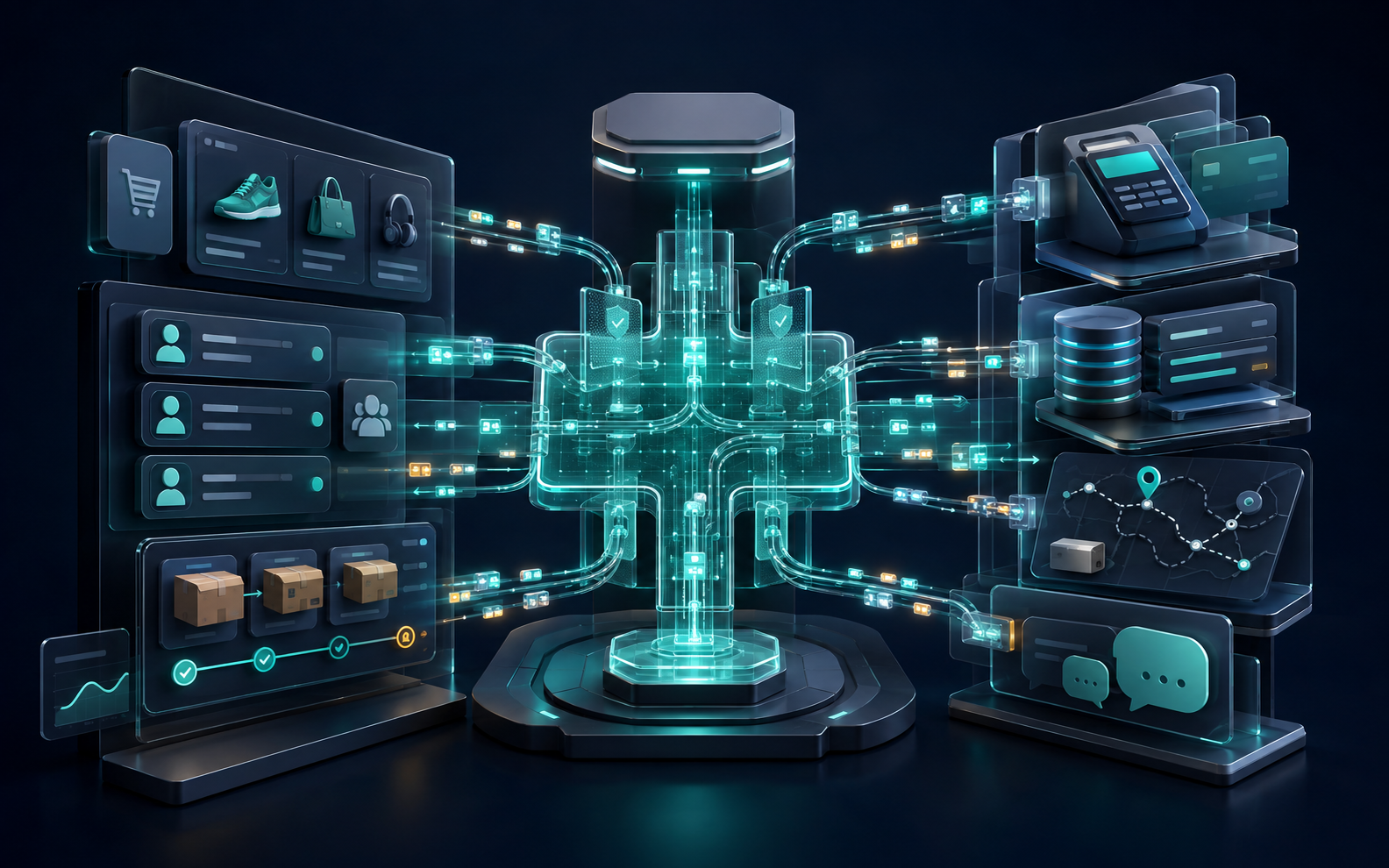 Sistemas empresariales conectados mediante una API